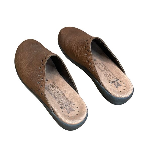 Mephisto Clog Mules Womens sz US 8/EU 38 Brown Slip On Leather Perforated France - Picture 11 of 16